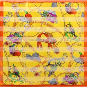 42" x 42" square satin stripe scarf, with saddle, chains & tassels design